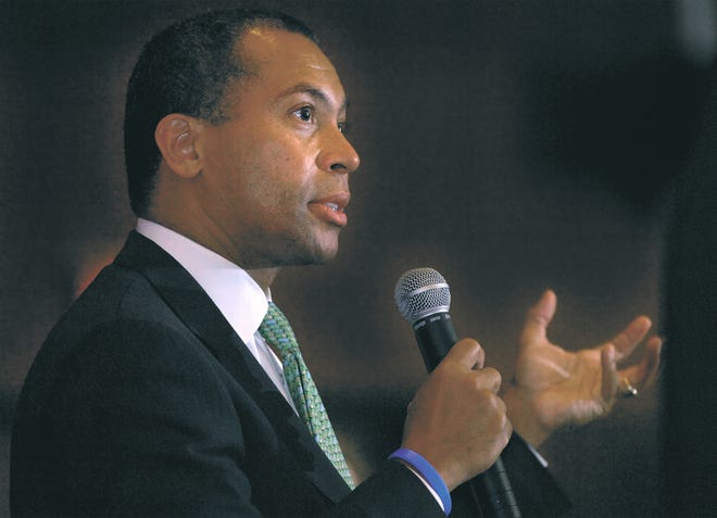 GOVERNOR 10/25/07 == Governor Deval Patrick talks about education at Somerset High School Thursday night. photo by jack foley