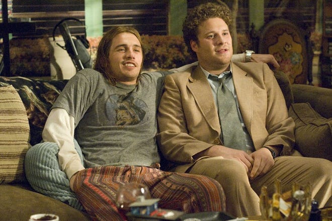 James Franco, left, and Seth Rogen in “Pineapple Express,” which is billed as an action-comedy.