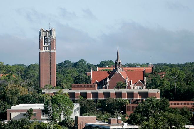 A view of Century Tower on the University of Florida campus from the roof of Shands Hospital at the University of Florida.