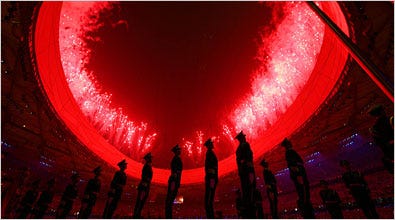 Chinese performers during the opening ceremony at the 2008 Olympics in Beijing, China.
