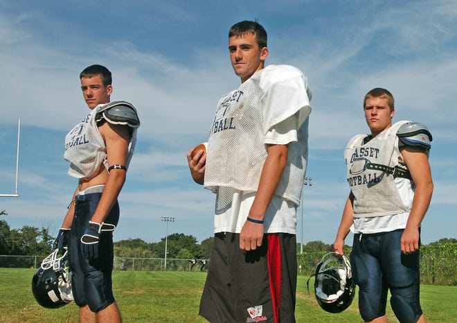 Cohasset will be counting on, from left, receiver Dean Driscoll, quarterback/defensive back John Maher and Anderson Lynner, a two-way lineman and team captain.