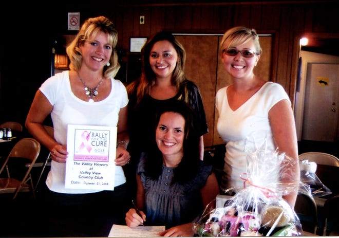 Valley View will host a rally for the cure golf outing Sunday, Sept. 21. The event will benefit the Susan G. Komen Breast Cancer Research Foundation. “We only have room for five more teams,” stated Jolene Allen, co-rally ambassador. Getting ready for the event, are from left, front row, Nikki Ernst and back row, Staci Gibson, Jessica Johnson and Naomi Stahl.
