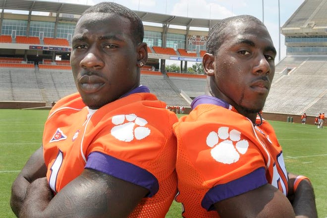 James Davis, left, and C.J. Spiller, right, are still the key players in Clemson’s running game. But with Davis off to a slow start in 2008, their roles may have changed.