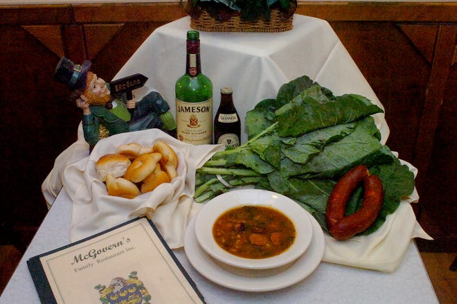 Kale soup and an Irish spread from McGovern's in Fall River.