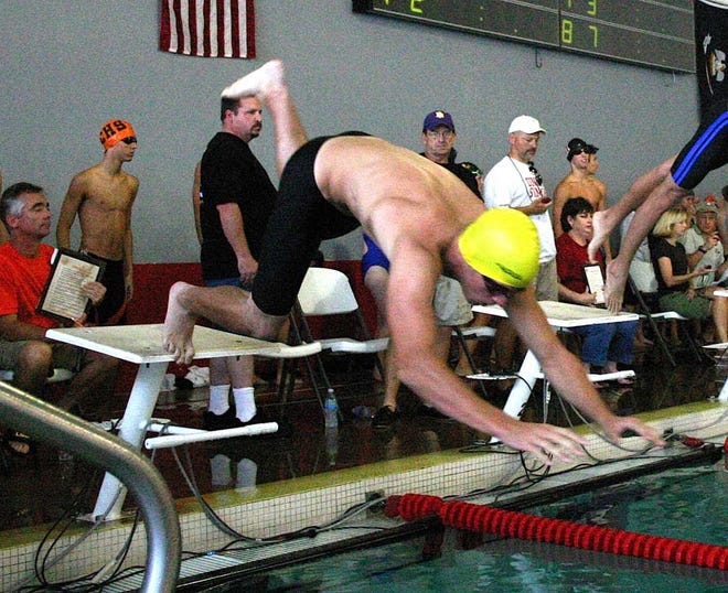 St. Amant’s Jake Bordelon starts in the 50 yard freestyle Saturday morning at the Capital City Swim League meet. Bordelon finished in 16th place with a time of 25.64.