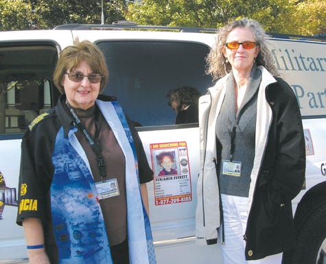 Patricia Holt, left, and Deborah Fehr-Niswanger used the latter's Chevrolet Suburban for the 2008 Fireball Run, which stopped in Pontiac Thursday and ends today in Grand Rapids, Mich. The missing child assigned to them is Benjamin Everett, 6, who has been missing since June 21, 2004.