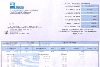 This is a screen shot of a water and sewer bill.
