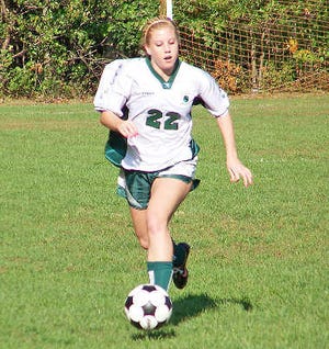 Tahanto senior Rebecca Riley moves the ball in the rematch of the crosstown rivals West Boylston last Thursday.