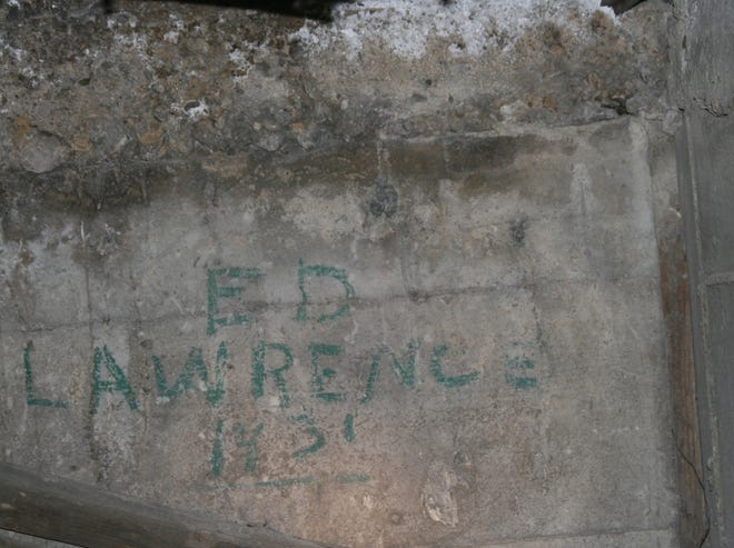 Writing was discovered Oct. 8 in a tunnel unveiled by construction workers underneath the nursery of St. Peter's Episcopal Church in Hillsdale.