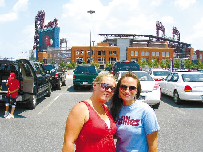 Kristel Hoffman, left, and Erica Drago at Citizens Bank Park.