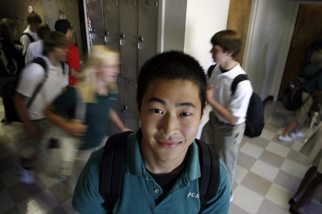 Pantego Christian Academy senior Kevin Yoo, 19, immigrated from South Korea four years ago and lives with a host family. Yoo is one of many South Korean children, known as "wild geese" that come to the U.S. to learn English.