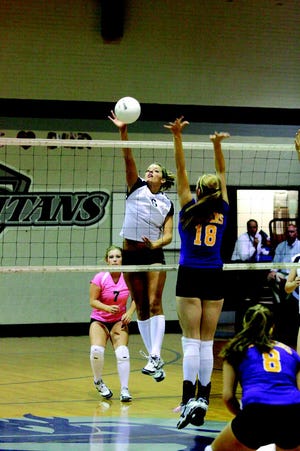 Rebecca Gillen hits a powerful kill shot in a game earlier this fall.