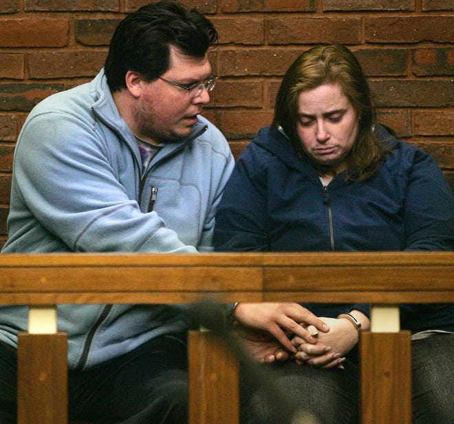 Michael and Carolyn Riley at their arraignment in Hingham District Court in the death of their daughter, Rebecca.