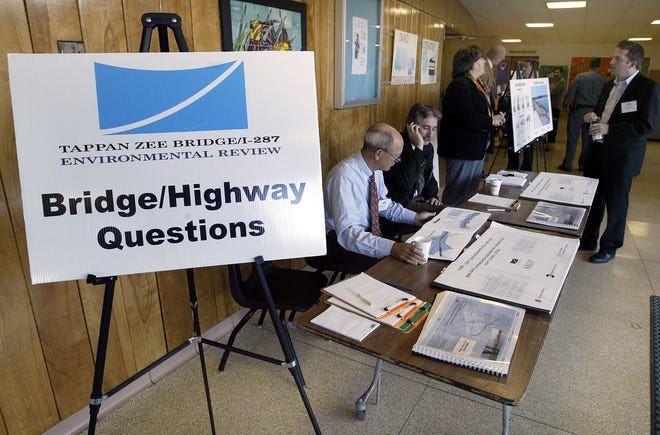 Officials were on hand to answer questions at Central Valley Elementary School for Thursday’s public meeting about the future of the Tappan Zee Bridge.