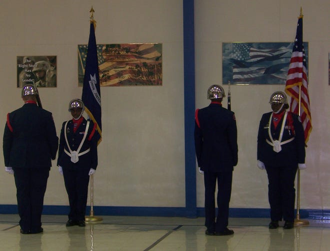 JROTC of Donaldsonville High School is pictured presenting the colors in their luncheon for Veterans Day.