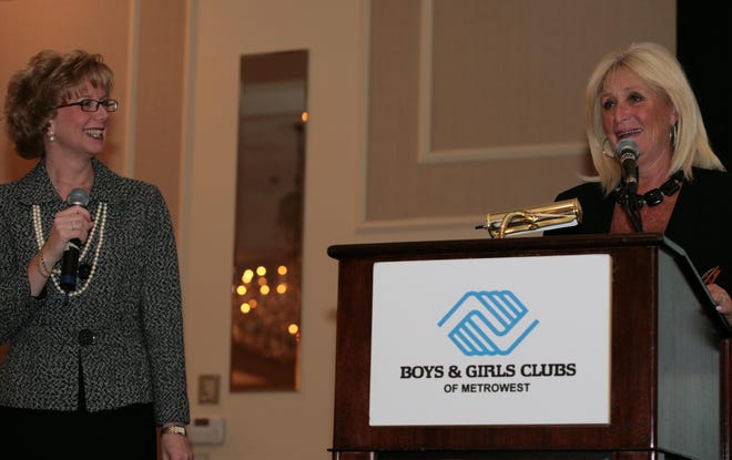 Susan Wornick, WCVB TV anchor, at right, and Mayor Nancy Stevens of Marlborough, hosted the Fund a Need portion of the recent Kids Auction and Gala to benefit the Boys and Girls Clubs of MetroWest. The event raised $140,000 to benefit the summer and after-school programs at the clubs.