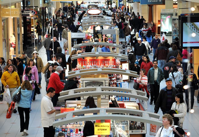 Shoppers pack Solomon Pond Mall in Marlborough on Black Friday morning.