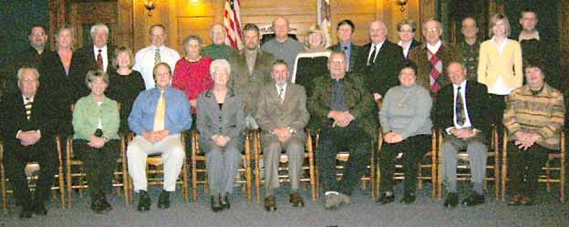 Henry County Board members held their organizational meeting Monday night and re-elected Tom Nicholson as board chairman and John Sovanski as vice chairman. Seated from left are James Kursock, Ann DeSmith, Tom Steele, Pat Ripperger, Tom Nicholson, John Sovanski, Kippy Nelson, James Eccher and Jan May; standing are Rich Nordstrom, board secretary Barb Link, Jesse Crouch, Barb Murphy, Dennis Sullivan, Muriel Weber, Bill Preston, Rick Livesay, Dennis Anderson, Jo Ann Hillman, Jerry Thompson, Ron Salisbury, Karen Urick, Jim King, Ted Sturtevant, board administrator Colleen Sutton and Jason DeSplinter.