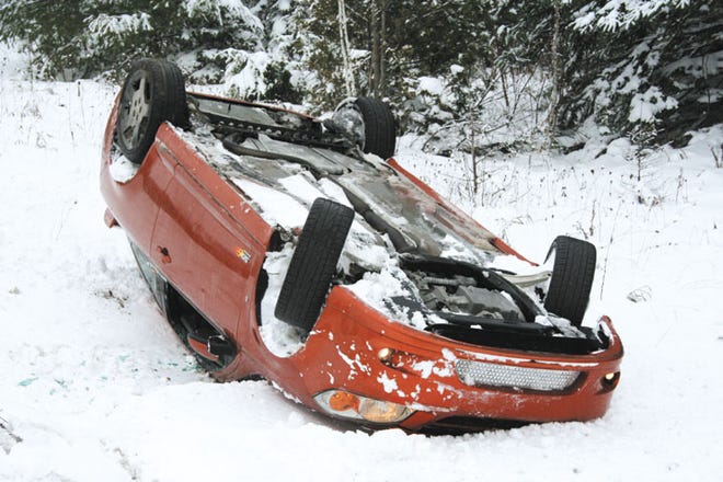 Miraculously, Laura Lynne Weiss, 35, was uninjured when she lost control of her 2006 Chevrolet Cobalt and rolled over into the ditch. Michigan State Police investigating at the scene said the Cheboygan woman was traveling eastbound on Riggsville Road at approximately 10:45 a.m. in slippery road conditions when the accident occurred. No citations were issued. Driving conditions will be even worse today, with up to a foot of snow predicted to fall in the Straits Area overnight into this evening.