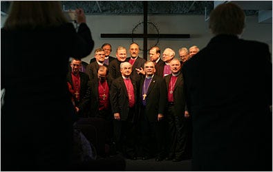 A group of conservative bishops met on Wednesday at the Resurrection Anglican Church in West Chicago, Ill.