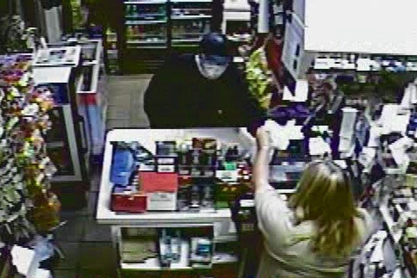 This image is taken from surveillance video of a robbery in the BP at 9433 S.E. Maricamp Road on Friday morning.