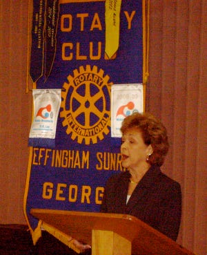 Effingham County elections supervisor Gail Whitehead, speaks to the Sunrise Rotary Club on Tuesday.