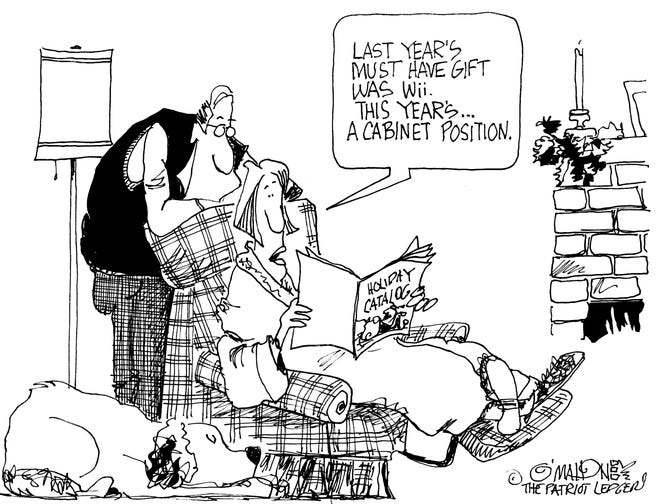 O'Mahoney cartoon on Christmas wishes for 2008