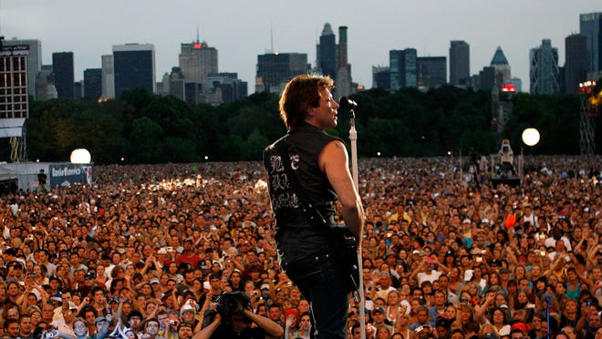 Jon Bon Jovi performs at a free concert in New York City’s Central Park on July 12. Bon Jovi’s Lost Highway tour was the year’s highest-grossing, raking in $210.6 million. Jason DeCrow/The Associated Press