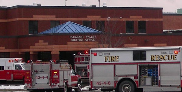 Fire companies contained a fire to a small classroom at Pleasant Valley Middle School at 11:45 a.m. today.
