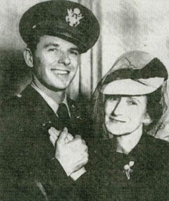A handsome young uniformed Ronald Reagan posed for this portrait with his mother, Nelle Reagan.