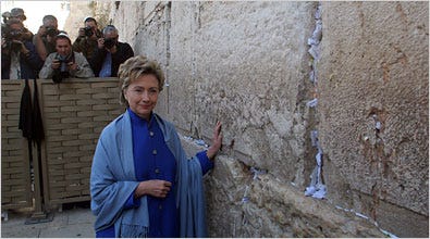 Hillary Rodham Clinton at the Western Wall in Jerusalem in 2005. After awkward episodes as first lady, she proved to be Israel’s friend as senator.