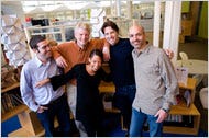Members of Google’s book search team at the company’s Mountain View, Calif., headquarters. From left, Alexander Macgillivray, Daniel Clancy, Nicole Alston, Adam Smith and Jim Gerber.