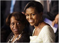Michelle Obama and her mother at the Democratic convention.