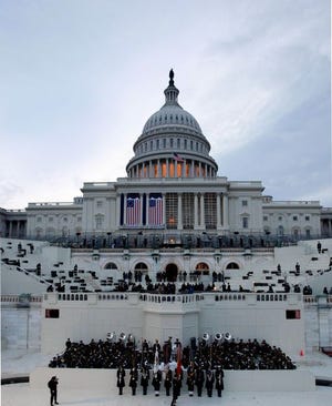 Military personnel on the West Front of the Capitol during a rehearsal for the Inauguration Ceremony in Washington, D.C., Sunday. If you are going for the real thing next Tuesday, Cape Cod Times political reporter Jake Berry  would like to hear from you.