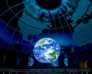 Get up close and near a view of planet earth in a permanent exhibit, “Earth Revealed” at the Museum of Science and Industry in Chicago.