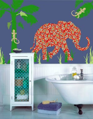WallPops decorate walls with no sticky residue. This Mabuza the Elephant is a simple peel-and-stick way to jazz up any wall. Photo Provided
