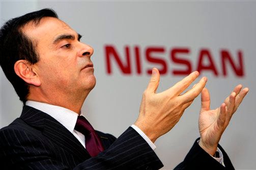 Nissan Motor Co. Chief Executive Carlos Ghosn speaks during a press conference at Nissan's Tokyo headquarters in Tokyo, Japan, Monday, Feb. 9, 2009.  Nissan sank into a loss for the fiscal third quarter and forecast its first full-year loss in nearly a decade on Monday, forcing Japan's third-biggest automaker to slash 20,000 jobs, or 8.5 percent of its global work force.