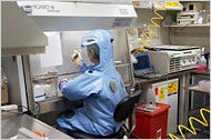 Nicole Garza working in 2006 with the Marburg virus at the Army Medical Research Institute of Infectious Diseases.