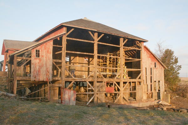 This barn located in Hamlet was disassembled in November 2008 and is being reconstructed a few miles down the road off of 135th St.