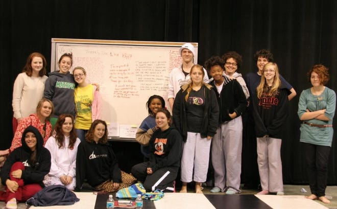 CATHY JONES/Special to My Northside SunAfter going 48 hours without talking or eating, Douglas Anderson School of the Arts students are pictured near the end of their voluntary meditation on the Holocaust. They were preparing for the school's production of "The Diary of Anne Frank."