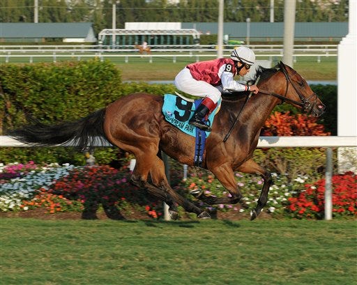 Criticism, ridden by Edgar Prado, captures The Very One Stakes at Gulfstream on Sunday.