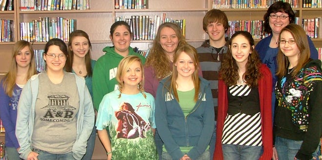 Members of the speech team at AlWood High School this year include (front, from left) Shelby Miller, Hannah Nimrick, Rachel Swanson, Heather Albrecht, Marlene Sack; (back, from left) Tori Cooper, Natalie Nelson, Josie Nickas, Haleigh Garrett, Jared Swanson and Coach Susan Winters. Absent was student Lauren Funai.