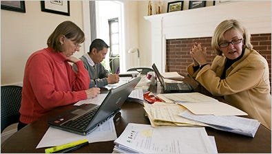 Beverly Morse, left, Darryl Uy and Jennifer Delahunty, admissions officials for Kenyon College. The usual statistical models on admissions may not apply this year.