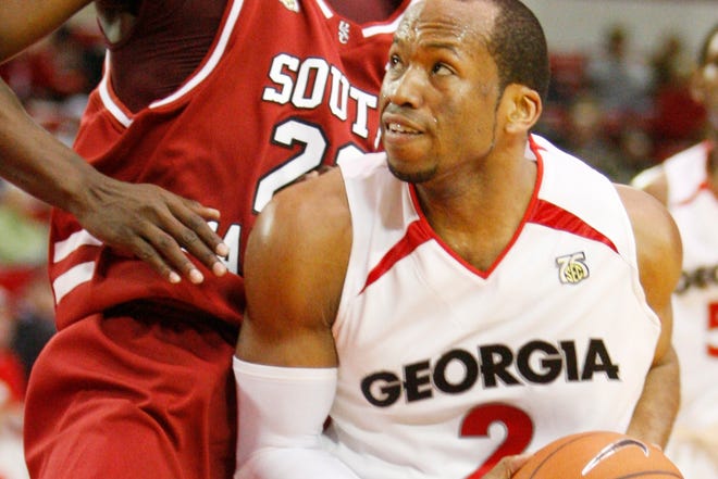 Sundiata Gaines (2) and the Georgia Bulldogs, shown here against South Carolina, shocked everyone in 2008, streaking to the SEC tournament title and an NCAA tournament berth despite a losing record.