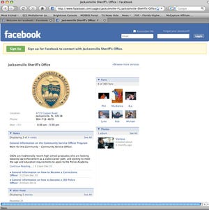 Provided by Jacksonville Sheriff's OfficeThe Facebook page has about 370 "fans" - people who added the Jacksonville Sheriff's Office site to their own profiles.