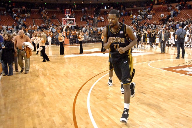 Zaire Taylor smiles as he trots off the court at the Erwin Center after he made the winning shot in Missouri’s 69-65 victory over Texas on Feb. 4. Taylor cemented his reputation as a clutch player five days later when he made the winning shot in a 62-60 victory over Kansas. Taylor has taken on more of a scoring role late in the season. He has averaged 12.2 points in the last six games.