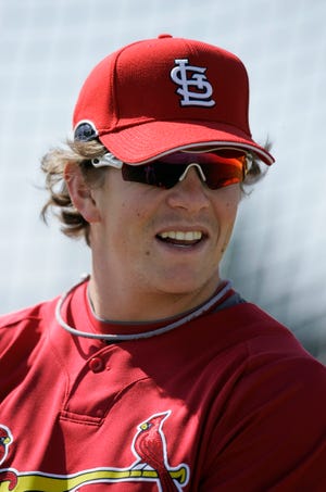 ** FILE ** This is a Feb. 20, 2009, file photo showing St. Louis Cardinals baseball player Colby Rasmus. Rasmus has been the jewel of the farm system virtually since the Cardinals drafted him as a Georgia high school phenom in the first round of the 2005 draft, and this could be the year he finally gets his first taste of the major leagues. (AP Photo/Jeff Roberson, File)