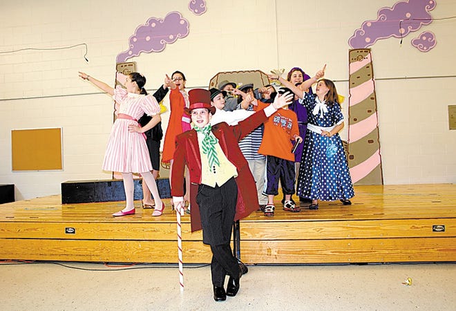 Keegan Dunn, center, stars as Willy Wonka in the ASK PTA on Broadway presentation of “Willy Wonka Junior,” today and Saturday at the Route 209 school.