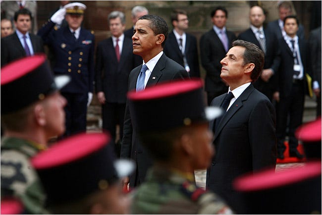 President Obama met with President Nicolas Sarkozy of France ahead of the NATO summit in Strasbourg.