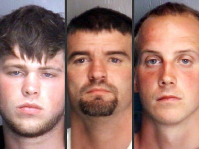 James David Burrell Jr. (from left), 21; Ronald Christopher McGuire, 35; and Michael Angelo Shipe, 27, all of Wilmington, are charged with felony breaking and entering.